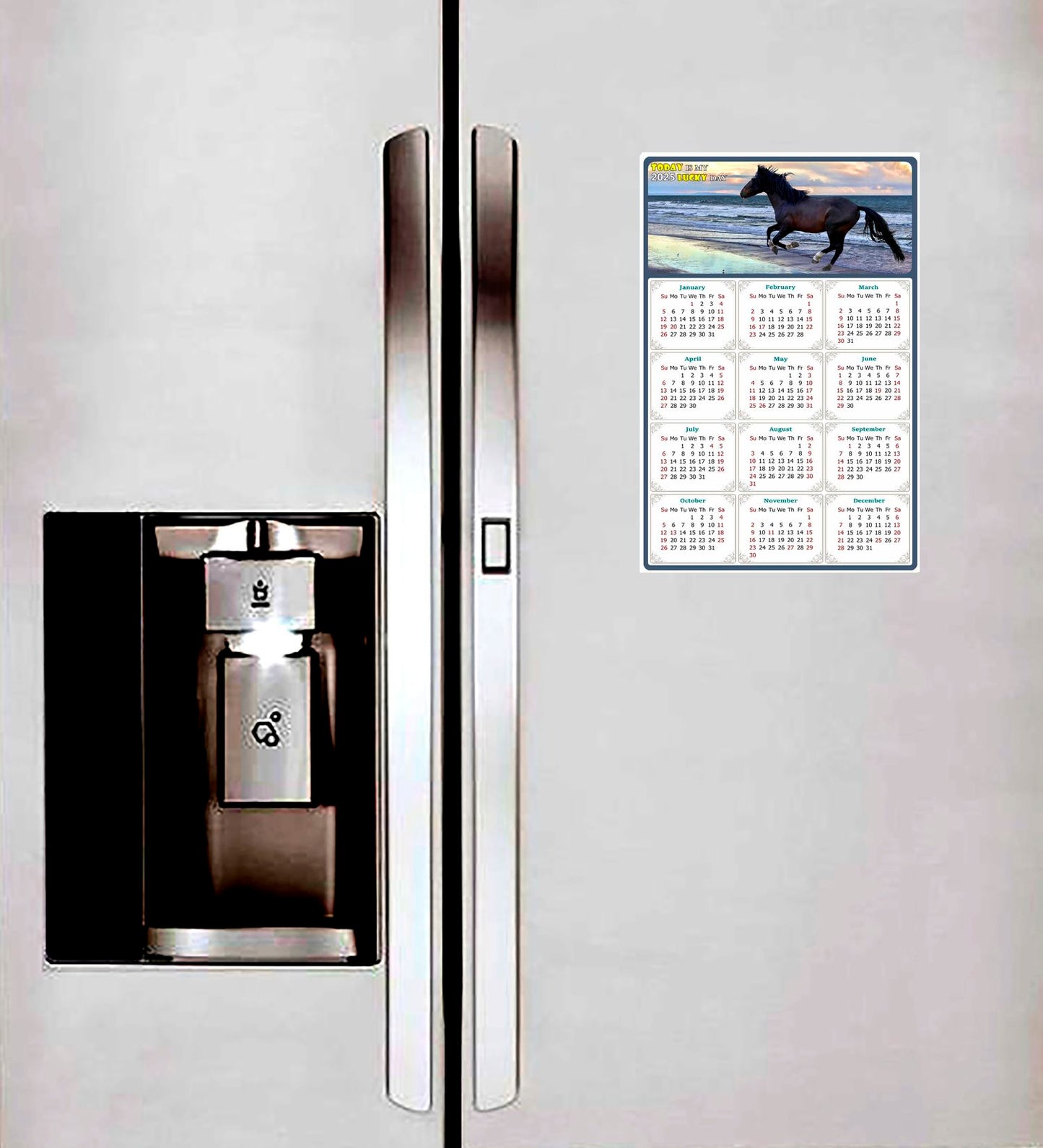 2025 Magnetic Calendar - Calendar Magnets - Today is my Lucky Day - (Fade, Tear, and Water Resistant) - Horses Themed 015