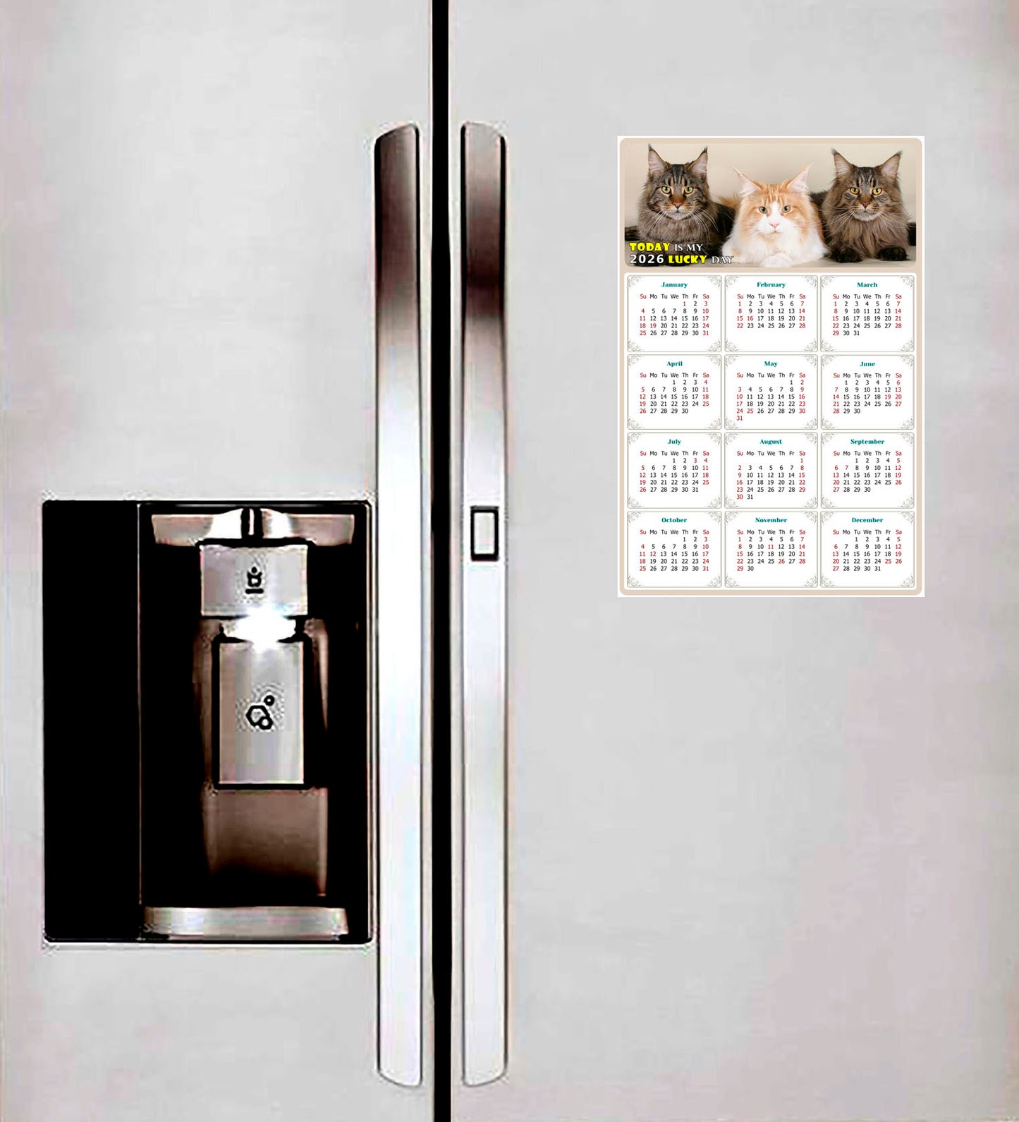 2026 Peel & Stick Calendar - Today is my Lucky Day Removable - Cat 015 (9"x 6")