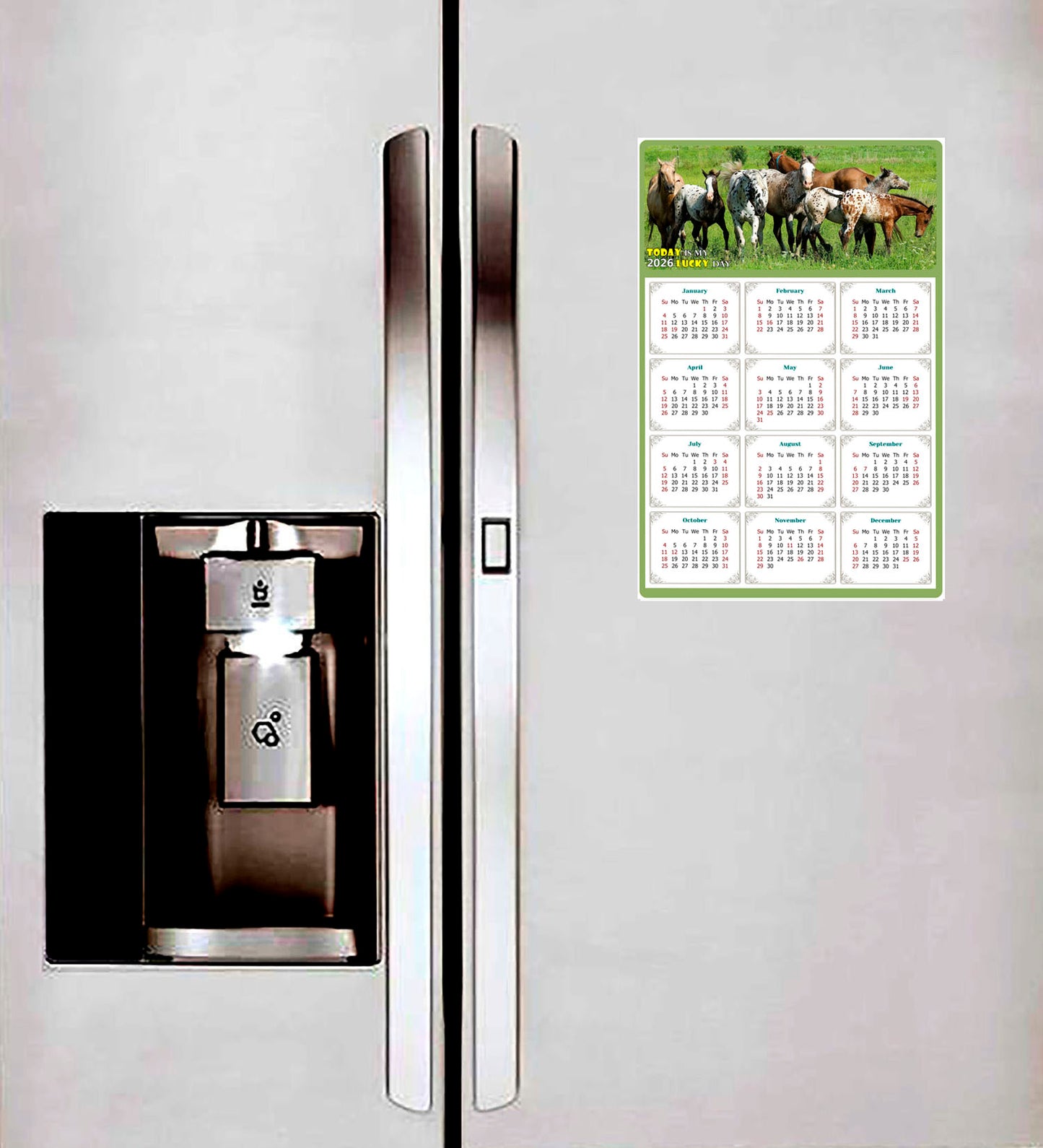 2026 Peel & Stick Calendar - Today is my Lucky Day Removable - Horses 02 (9"x 6")