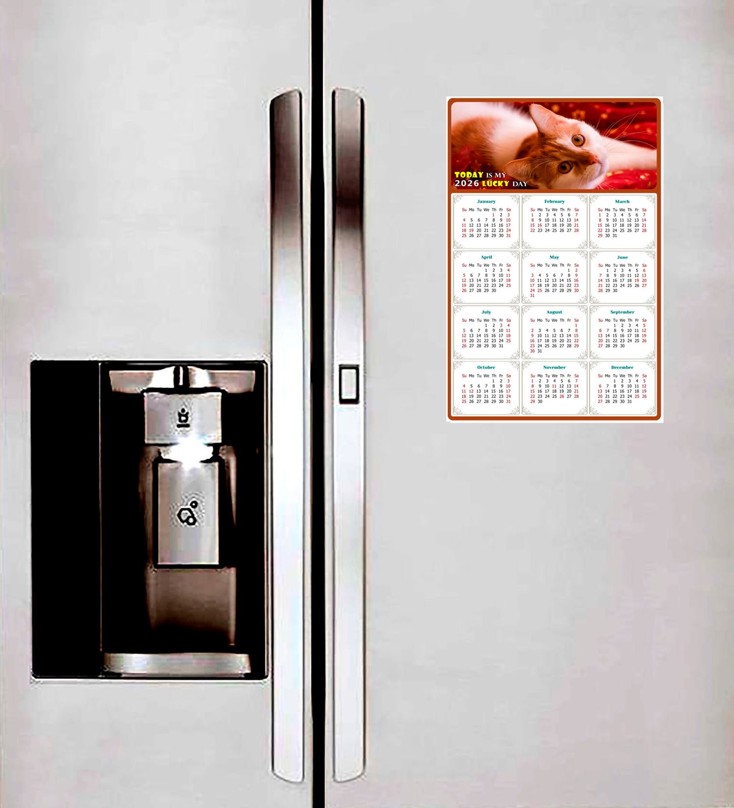 2026 Peel & Stick Calendar - Today is my Lucky Day Removable - Cat 07 (9"x 6")