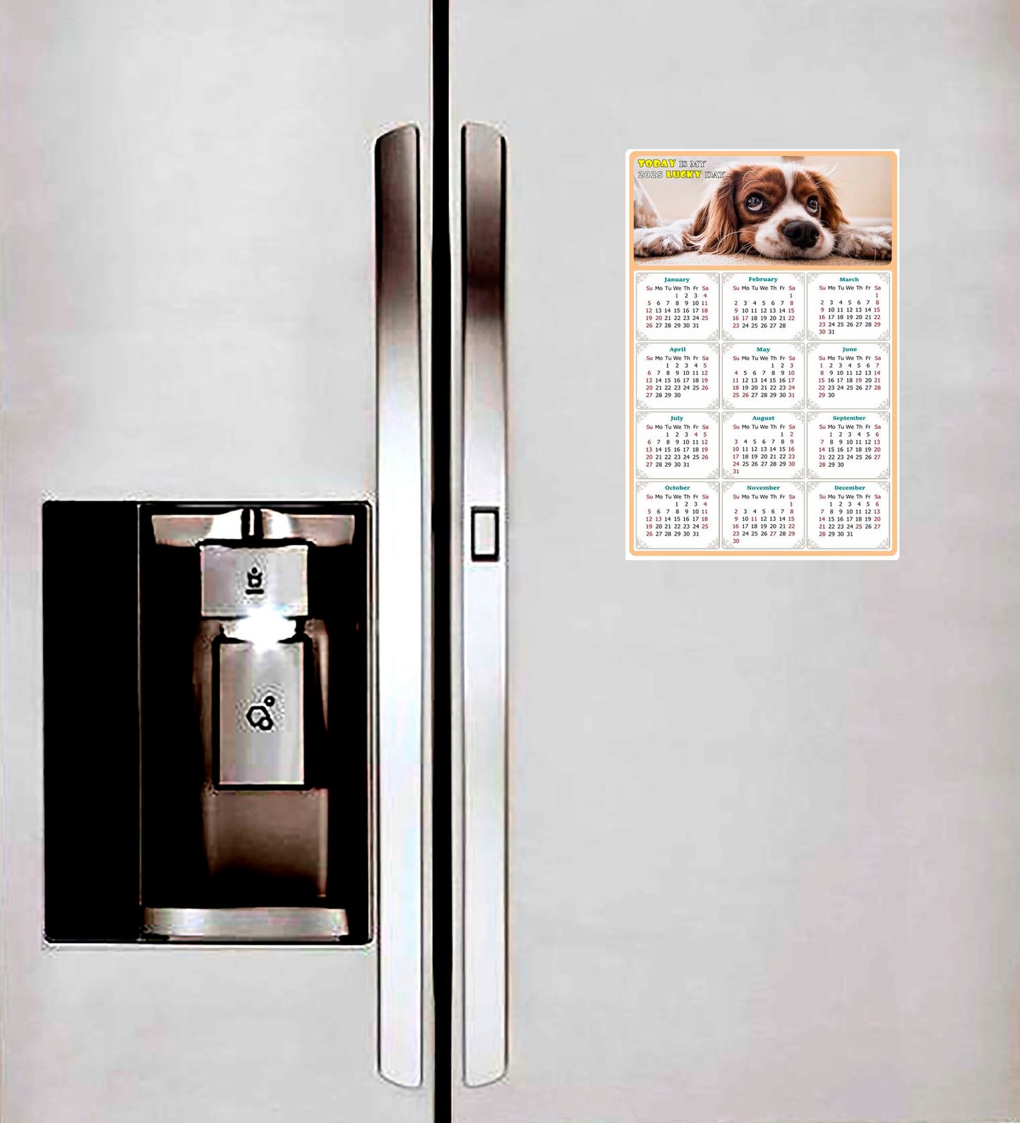 2025 Magnetic Calendar - Today is My Lucky Day (Fade, Tear, and Water Resistant)- Dogs Themed 01