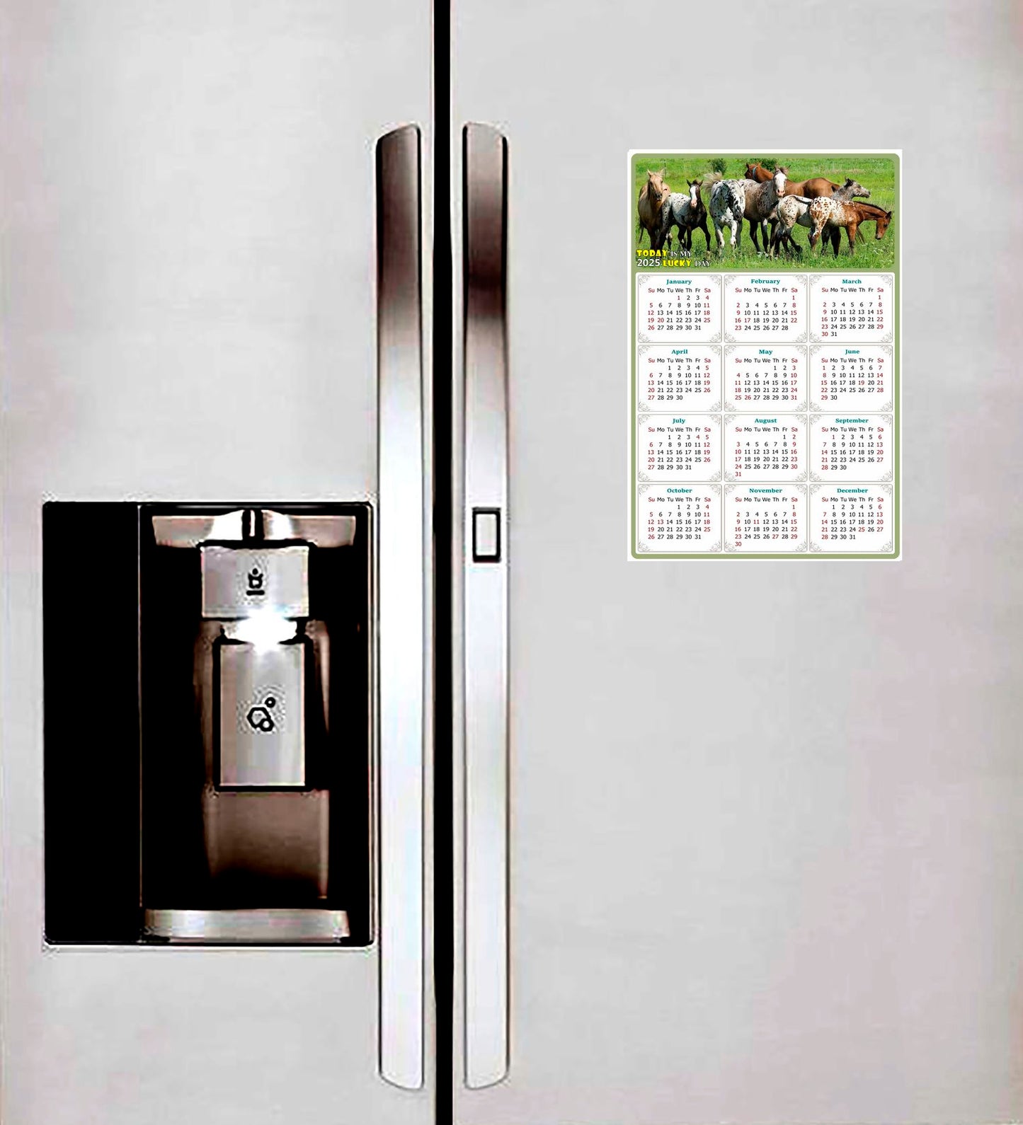 2025 Magnetic Calendar - Calendar Magnets - Today is my Lucky Day - (Fade, Tear, and Water Resistant) - Horses Themed 02