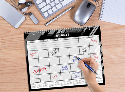 2026 - 2027 Academic Year 12 Months Student Calendar 3-Ring Binder - Black&White - (Edition #012)