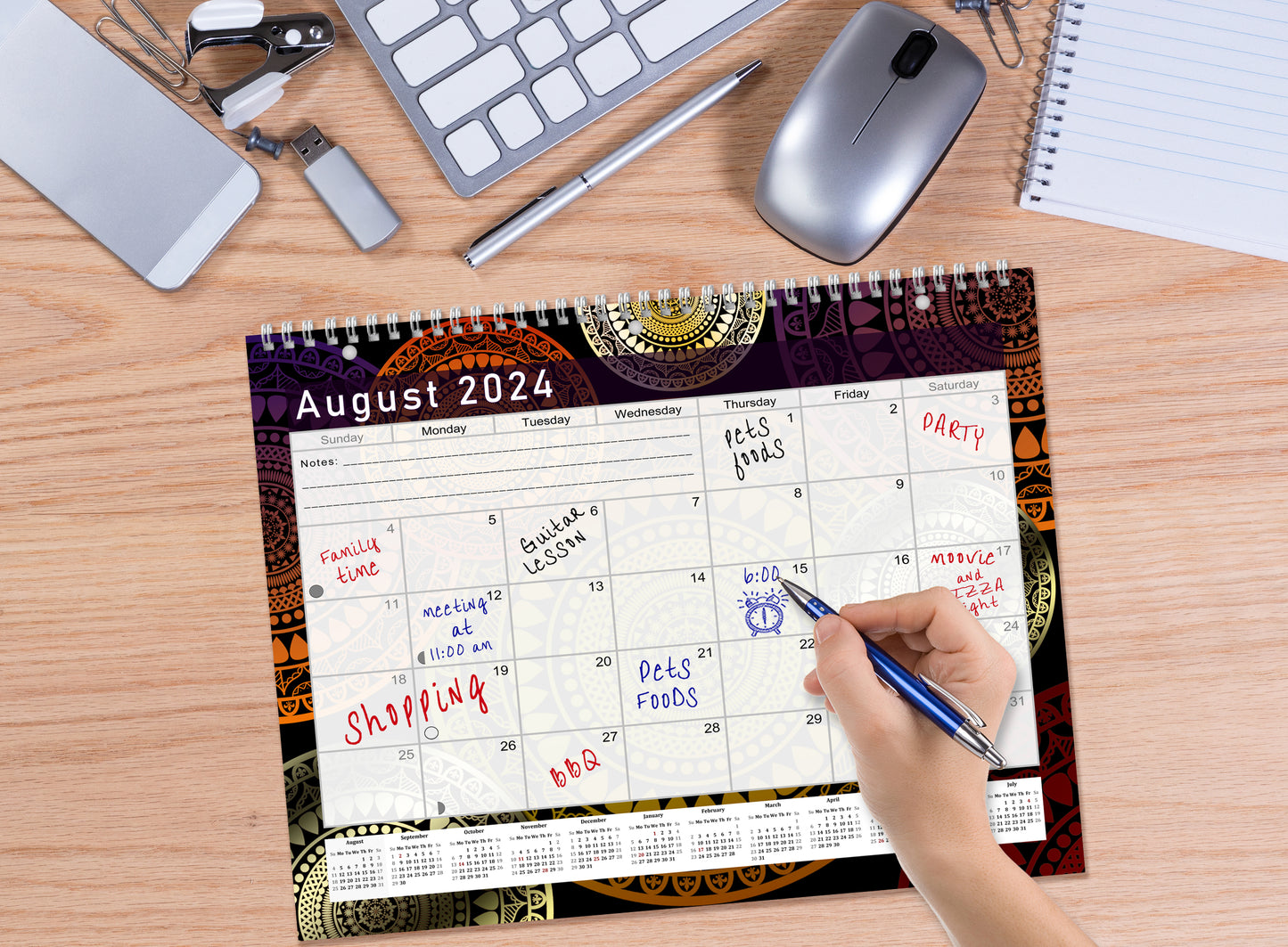 2024-2025 Academic Year 12 Months Student Calendar/Planner for Wall & Desk & 3-Ring Binder, for School, Teacher, Student (Edition #015)