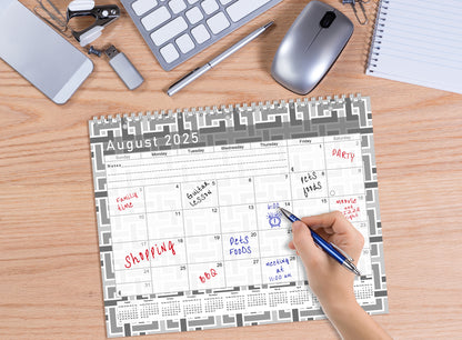 2025 - 2026 Academic Year 12 Months Student Calendar 3-Ring Binder - Back&White - (Edition #014)