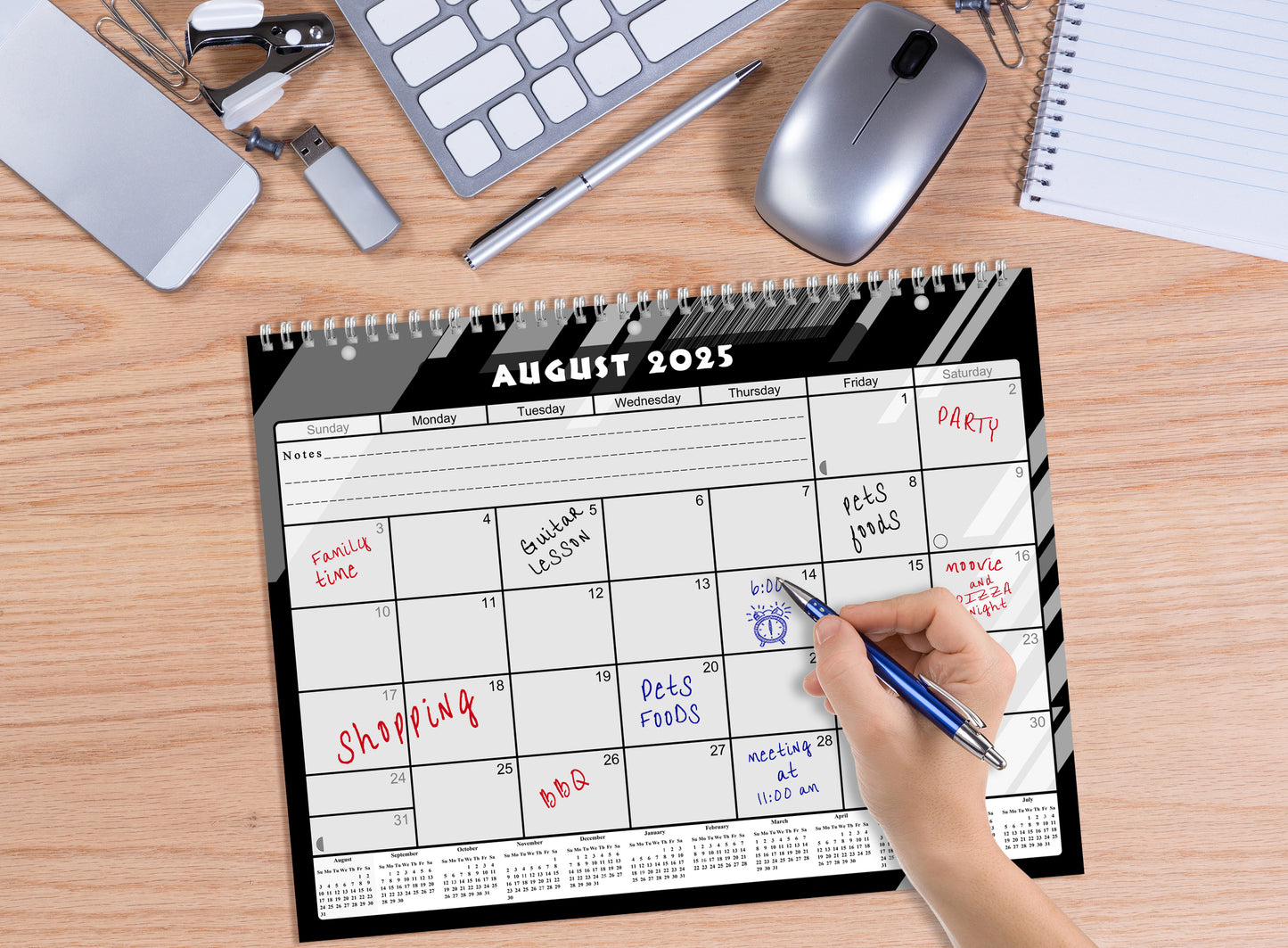 2025 - 2026 Academic Year 12 Months Student Calendar 3-Ring Binder - Black&White - (Edition #012)