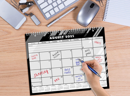 2025 - 2026 Academic Year 12 Months Student Calendar 3-Ring Binder - Black&White - (Edition #012)