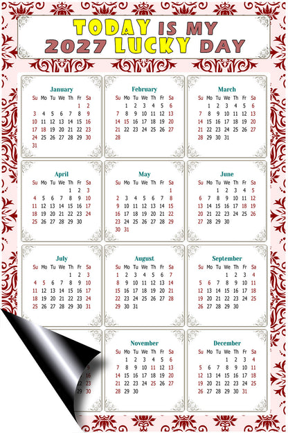 2027 Magnetic Calendar - Calendar Magnets - Today is my Lucky Day - (Fade, Tear, and Water Resistant) - Themed 03