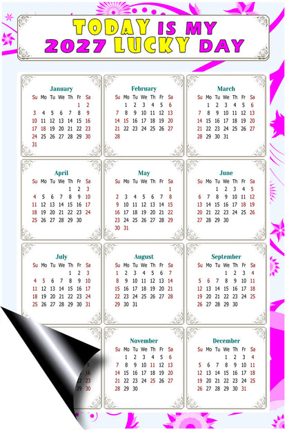 2027 Magnetic Calendar - Calendar Magnets - Today is my Lucky Day - (Fade, Tear, and Water Resistant) - Themed 04