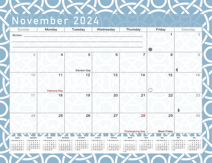 2024-2025 Academic Year 12 Months Student Calendar/Planner for 3-Ring Binder, Desk or Wall -v014