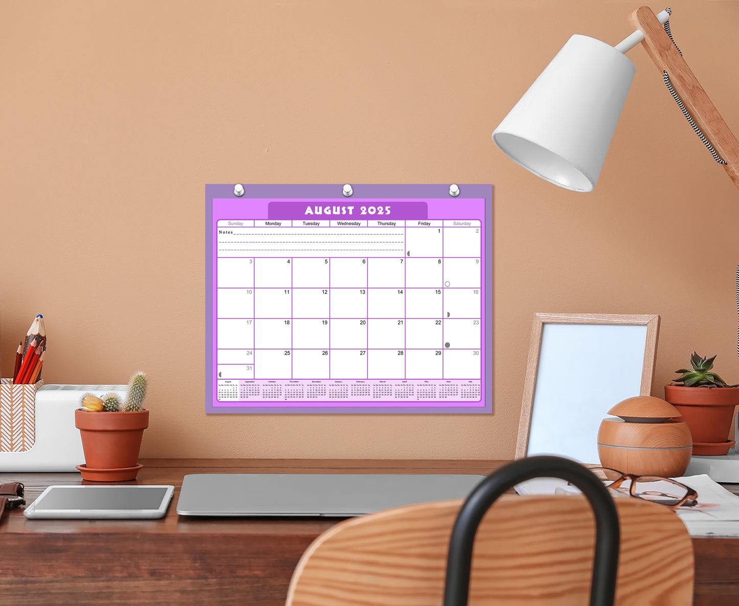 2025 - 2026 Academic Year 12 Months Student Calendar / College Planner for 3-Ring Binder, Desk or Wall -School Supplies - Made in USA -v005