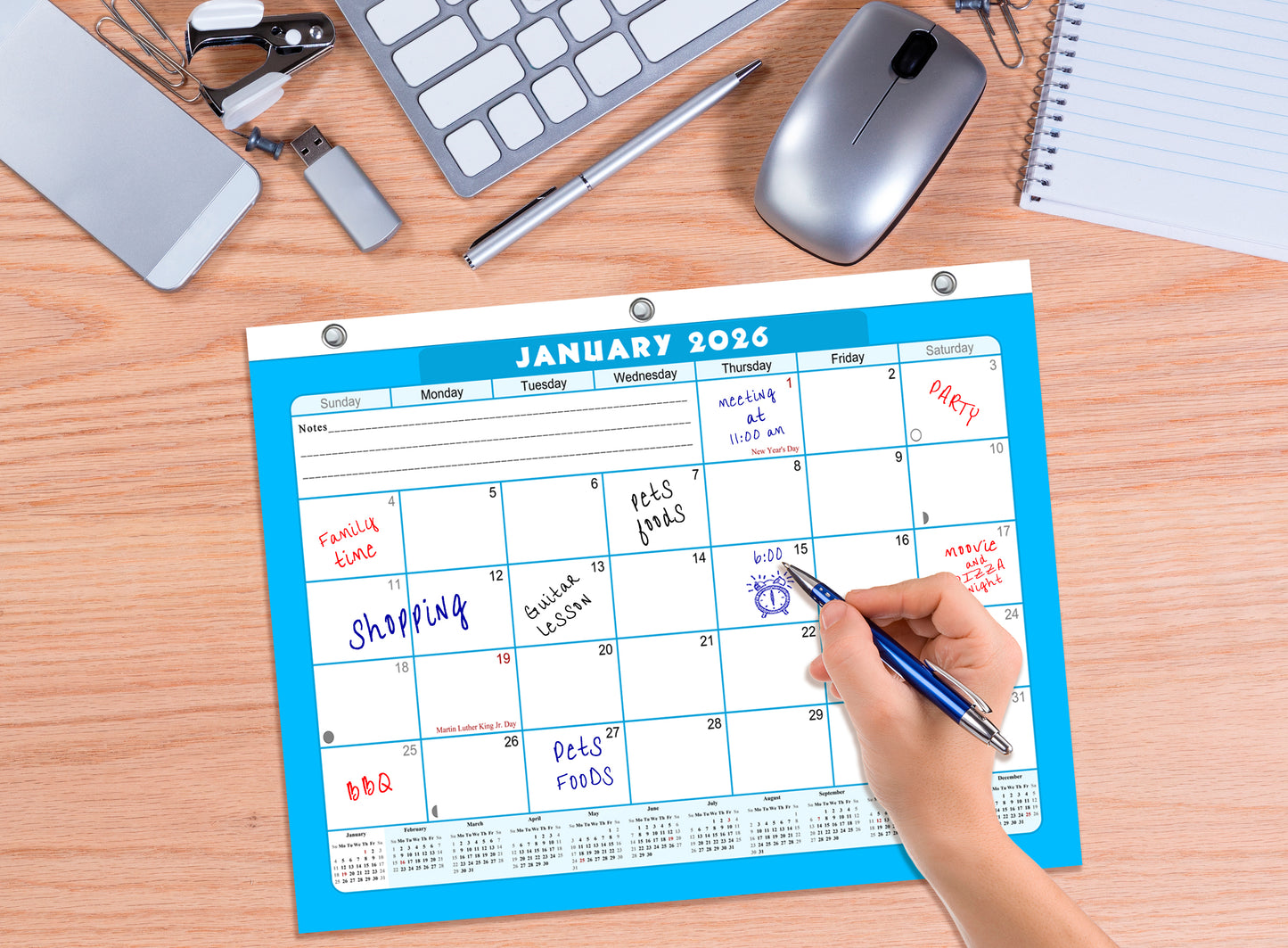 2025 - 2026 Student Calendar/Planner for 3-Ring Binder, Desk, or Wall - v007