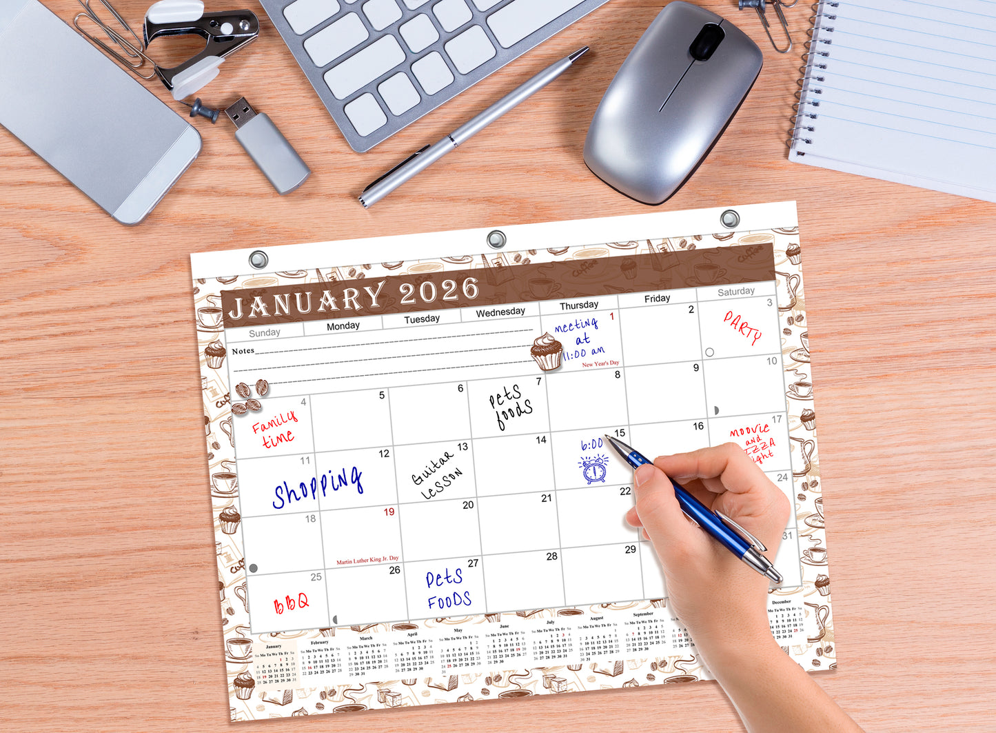 2025 - 2026 Student Calendar/Planner for 3-Ring Binder, Desk, or Wall - v030