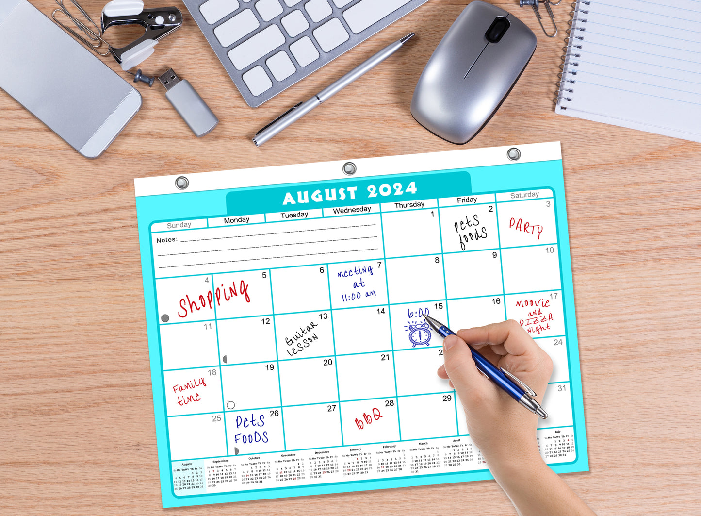 2024-2025 Academic Year 12 Months Student Calendar/Planner for 3-Ring Binder, Desk or Wall -v006