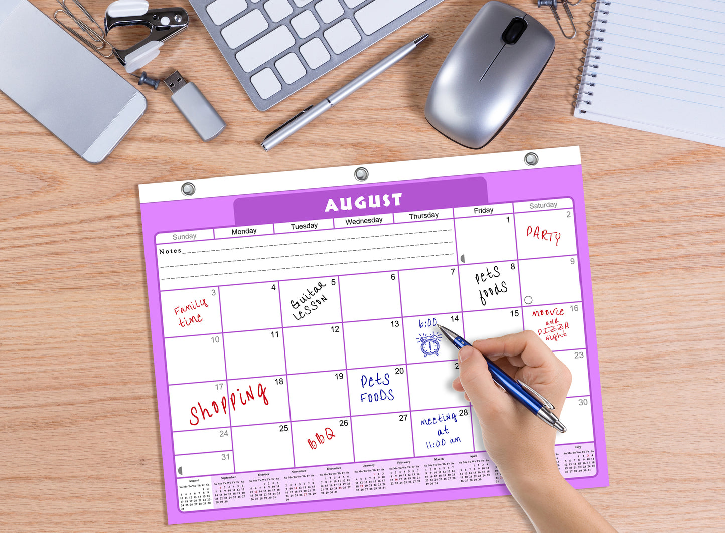 2026 - 2027 Academic Year 12 Months Student Calendar / College Planner for 3-Ring Binder, Desk or Wall -School Supplies - Made in USA -v005