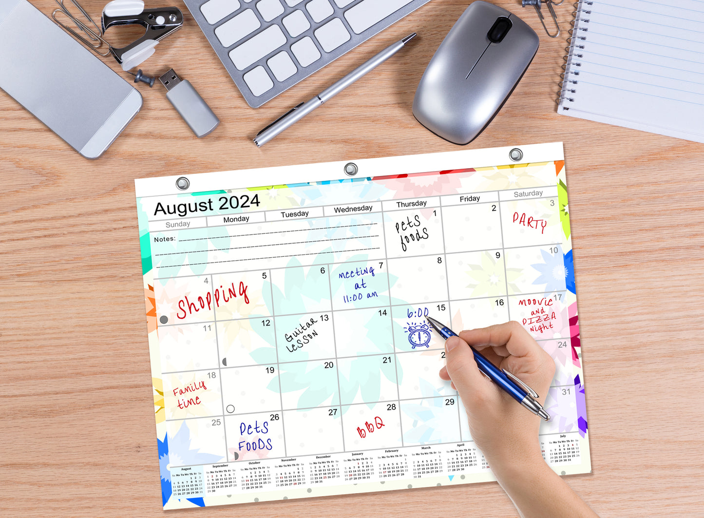 2024-2025 Academic Year 12 Months Student Calendar/Planner for 3-Ring Binder, Desk or Wall -v008