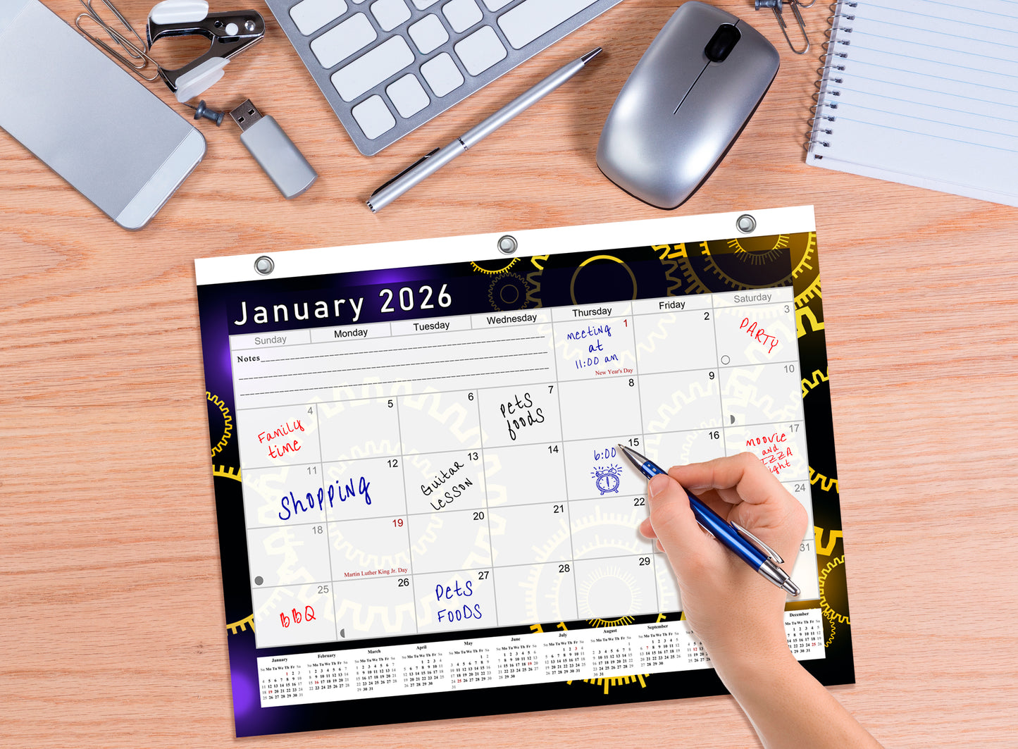 2025 - 2026 Student Calendar/Planner for 3-Ring Binder, Desk, or Wall - v009