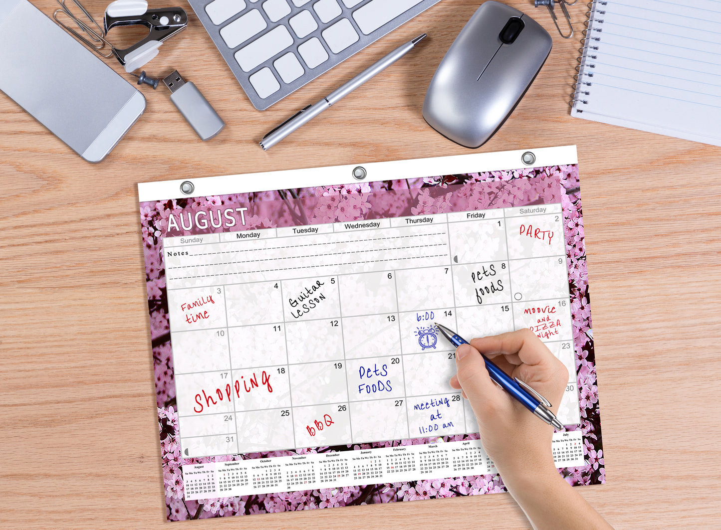 2026 - 2027 Academic Year 12 Months Student Calendar / College Planner for 3-Ring Binder, Desk or Wall -School Supplies - Made in USA -v021