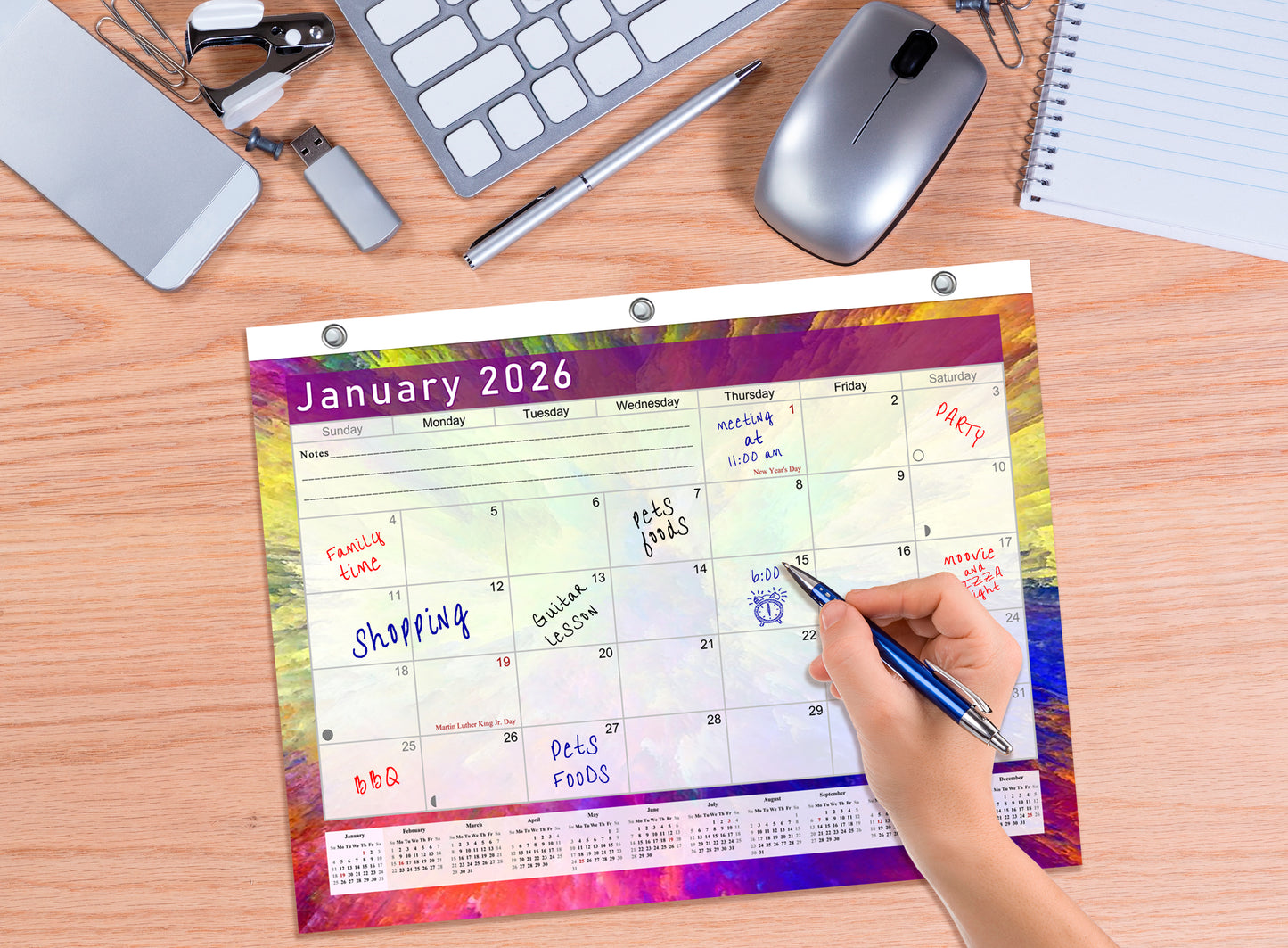 2025 - 2026 Student Calendar/Planner for 3-Ring Binder, Desk, or Wall - v026