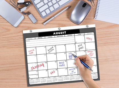 2026 - 2027 Academic Year 12 Months Student Calendar / College Planner for 3-Ring Binder, Desk or Wall -School Supplies - Made in USA -v023