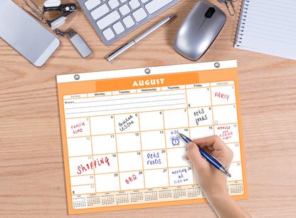 2026 - 2027 Academic Year 12 Months Student Calendar / College Planner for 3-Ring Binder, Desk or Wall -School Supplies - Made in USA -v007