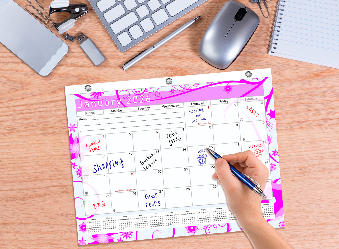 2025 - 2026 Student Calendar/Planner for 3-Ring Binder, Desk, or Wall - v010
