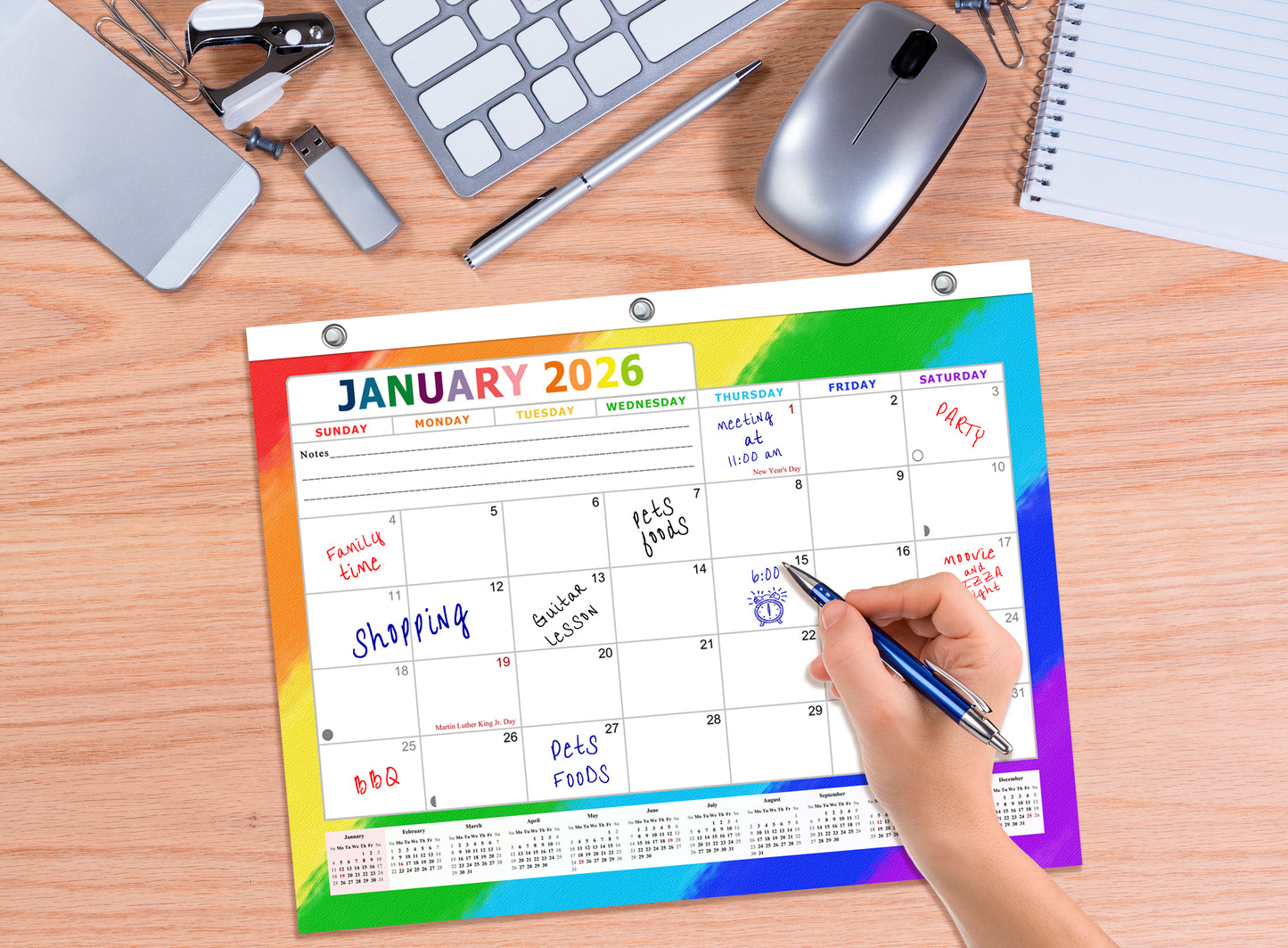 2025 - 2026 Student Calendar/Planner for 3-Ring Binder, Desk, or Wall - v028