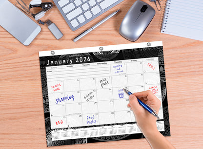 2025 - 2026 Student Calendar/Planner for 3-Ring Binder, Desk, or Wall - Black&White -v012