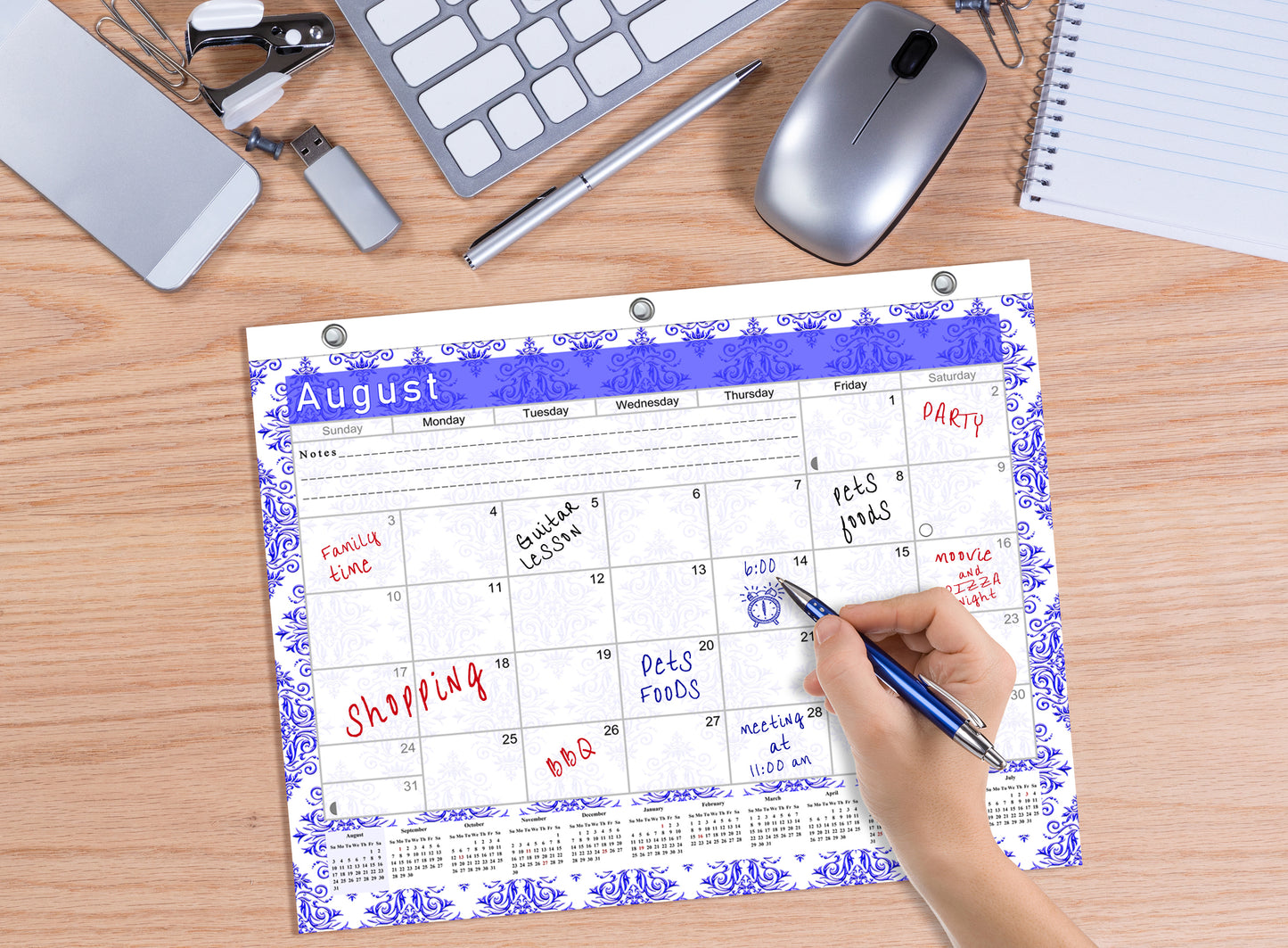 2026 - 2027 Academic Year 12 Months Student Calendar / College Planner for 3-Ring Binder, Desk or Wall -School Supplies - Made in USA -v018