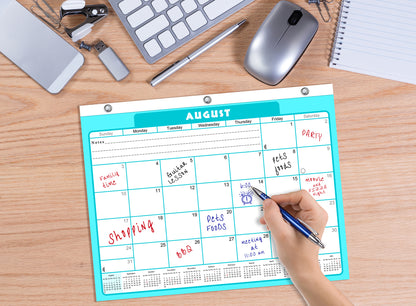 2026 - 2027 Academic Year 12 Months Student Calendar / College Planner for 3-Ring Binder, Desk or Wall -School Supplies - Made in USA -v006