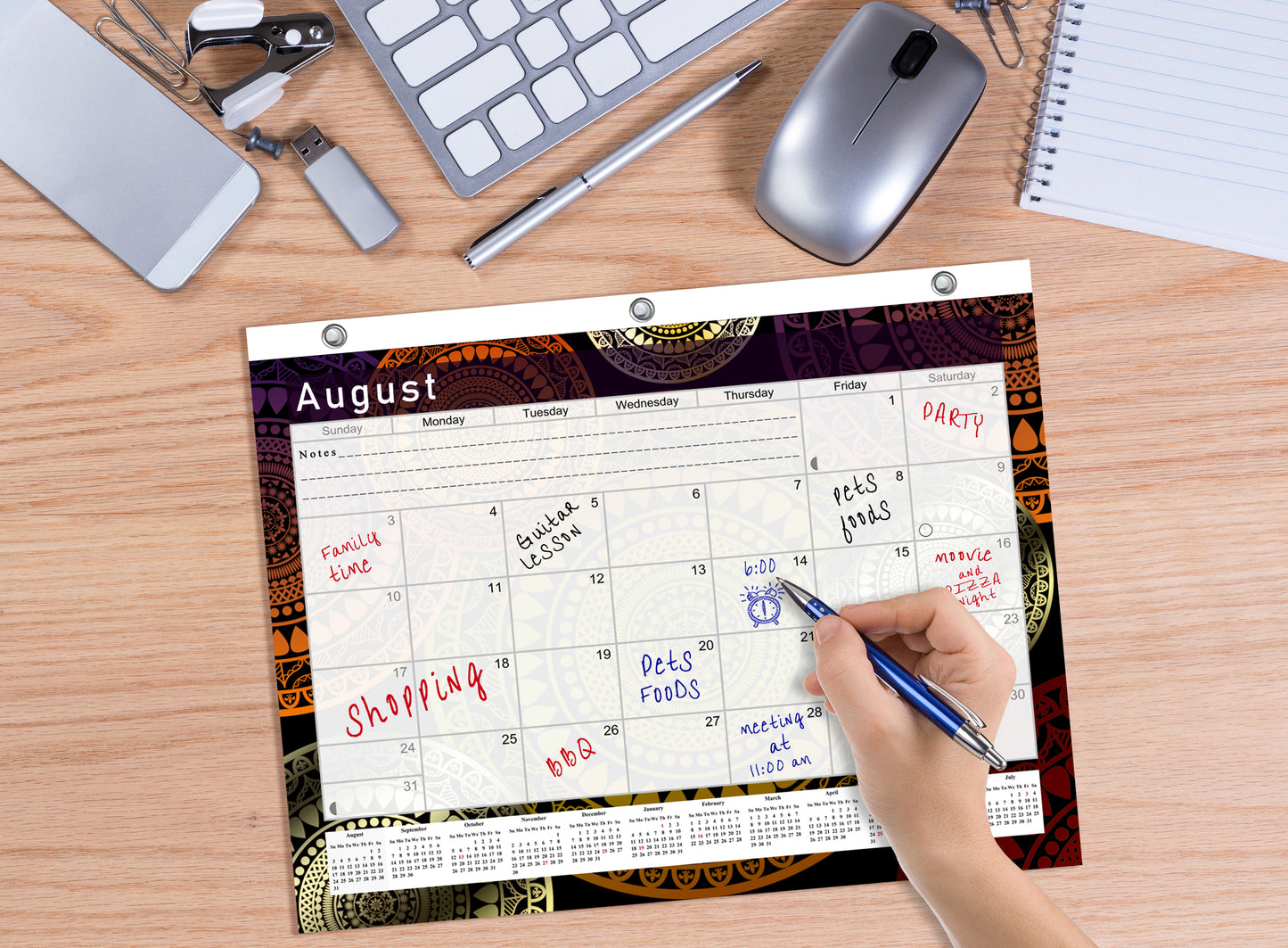 2026 - 2027 Academic Year 12 Months Student Calendar / College Planner for 3-Ring Binder, Desk or Wall -School Supplies - Made in USAl -v015