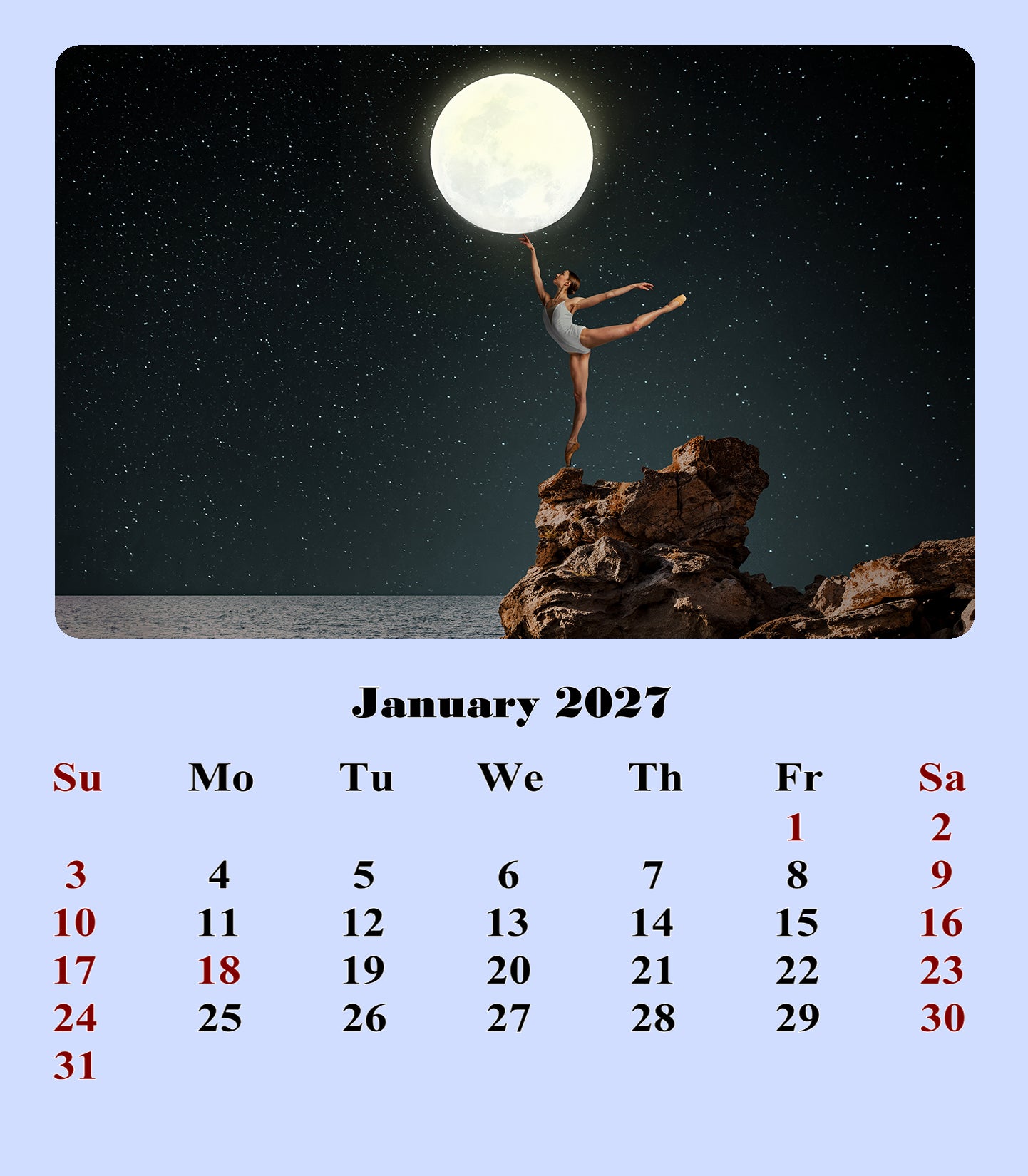 2027 CD-Style Desk Calendar 12 Months Calendar (Lunar)