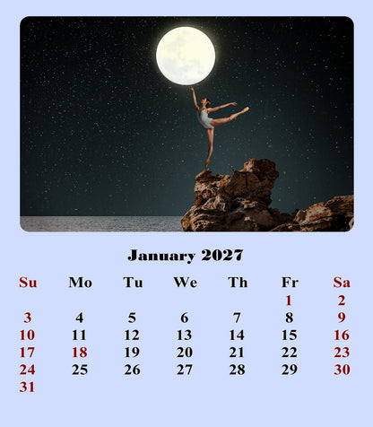 2027 CD-Style Desk Calendar 12 Months Calendar (Lunar)