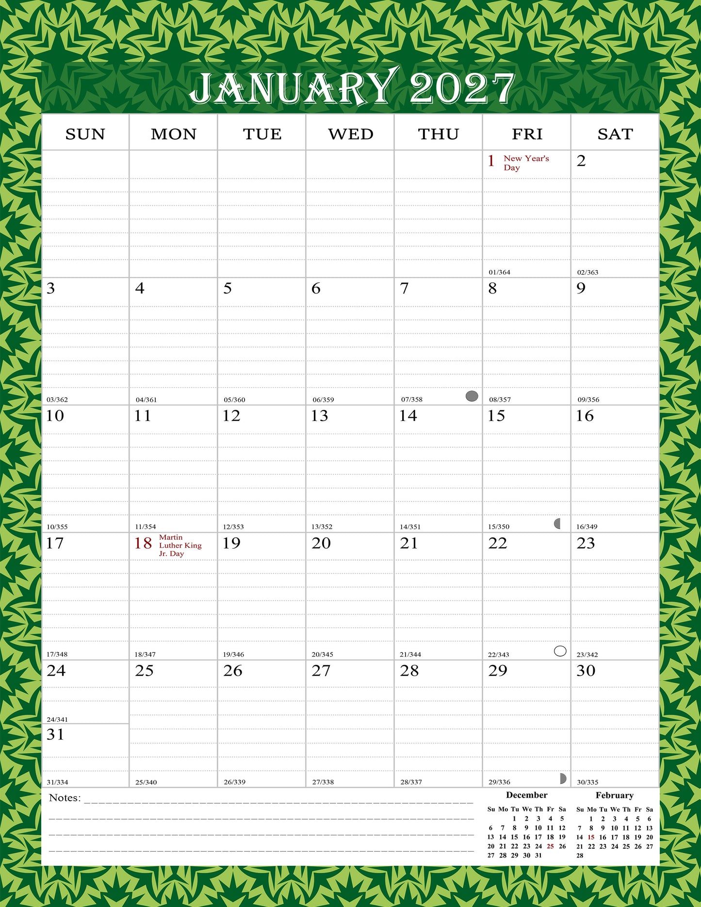 2026-2027 Wall Calendar Spiral-bound Twin-Wire Binding - 18 Months 8.5" x 11" 013