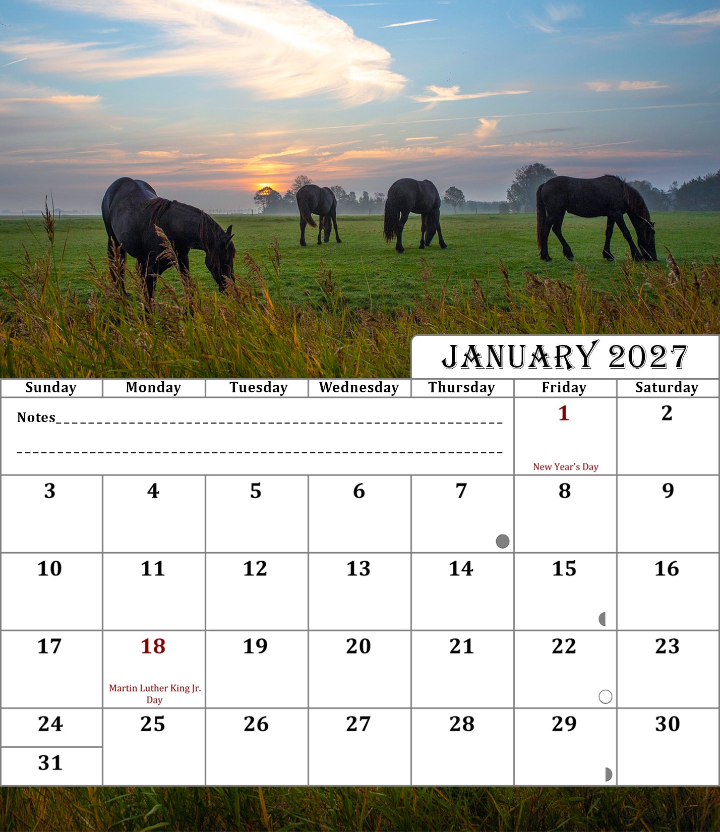 2026-2027 CD-Style Desk Calendar 18 Months Calendar (Horses)