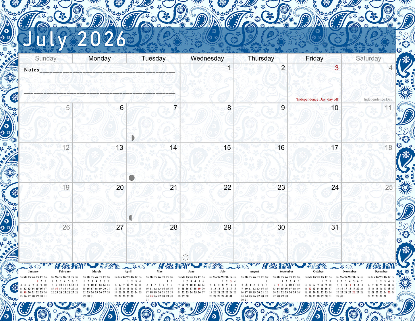 2025-2026 Monthly Spiral-Bound Wall / Desk Calendar - Desktop / Wall Blotter Calendar / Planner - (Edition #21)
