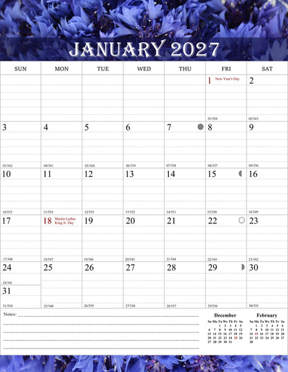 2026-2027 Wall Calendar Spiral-bound Twin-Wire Binding - 18 Months 8.5" x 11" 04