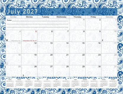 2026-2027 Monthly Spiral-Bound Wall / Desk Calendar - Desktop / Wall Blotter Calendar / Planner - (Edition #21)