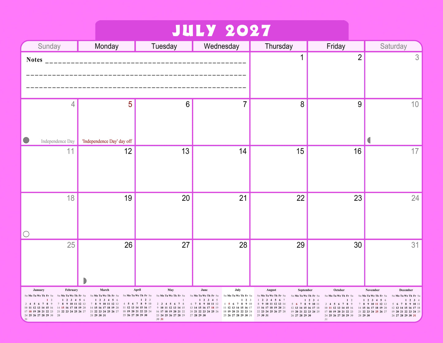 2026-2027 Monthly Spiral-Bound Wall / Desk Calendar - Desktop / Wall Blotter Calendar / Planner - (Edition #07)