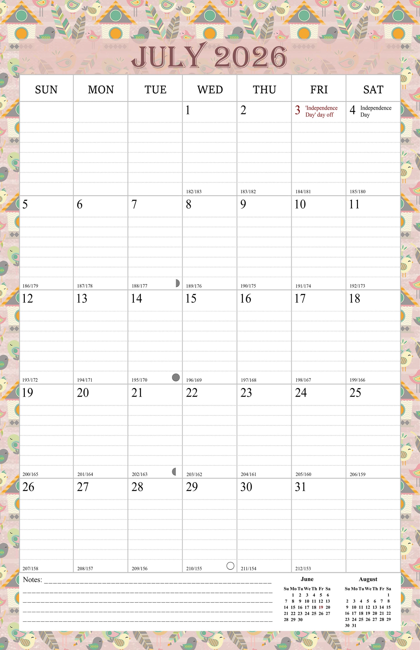 2026-2027 Wall Calendar Spiral-bound Twin-Wire Binding - 18 Months 11" x 17" 016