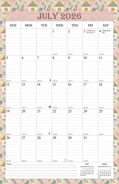 2026-2027 Wall Calendar Spiral-bound Twin-Wire Binding - 18 Months 11" x 17" 016