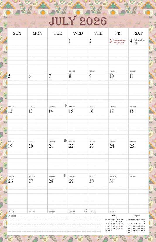 2026-2027 Wall Calendar Spiral-bound Twin-Wire Binding - 18 Months 11" x 17" 016