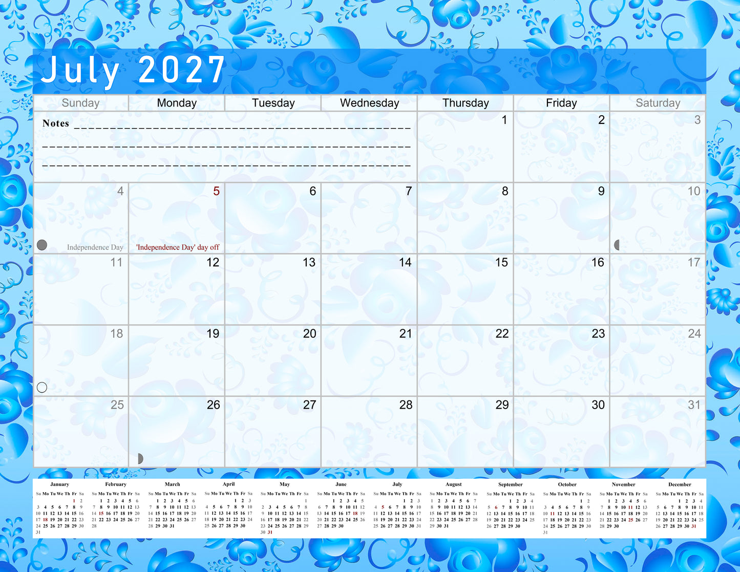 2026-2027 Monthly Spiral-Bound Wall / Desk Calendar - Desktop / Wall Blotter Calendar / Planner - (Edition #19)