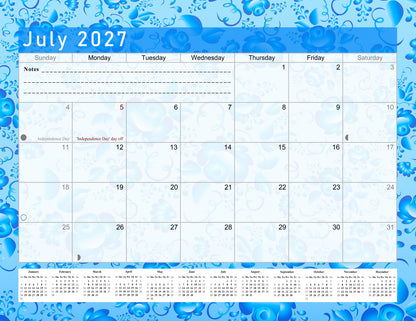 2026-2027 Monthly Spiral-Bound Wall / Desk Calendar - Desktop / Wall Blotter Calendar / Planner - (Edition #19)