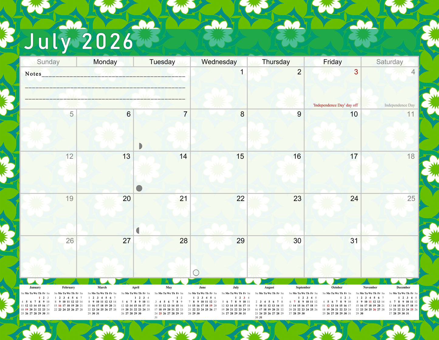 2025-2026 Monthly Spiral-Bound Wall / Desk Calendar - Desktop / Wall Blotter Calendar / Planner - (Edition #16)
