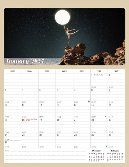 2026 - 2027 Calendar Magnetic Peel & Stick 18 Months 8.5" x 11" Lunar