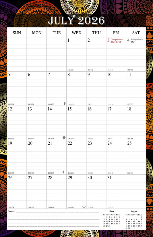 2026-2027 Wall Calendar Spiral-bound Twin-Wire Binding - 18 Months 11" x 17" 09