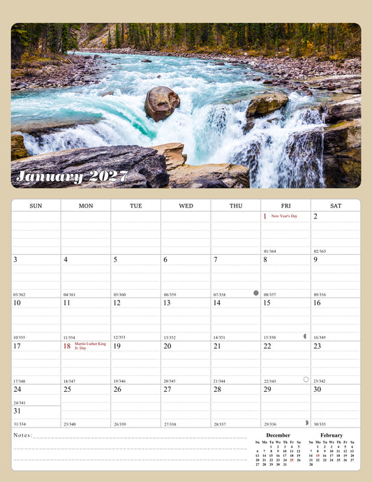2027 Calendar Magnetic Peel & Stick 12 Months 8.5" x 11" Outdoor