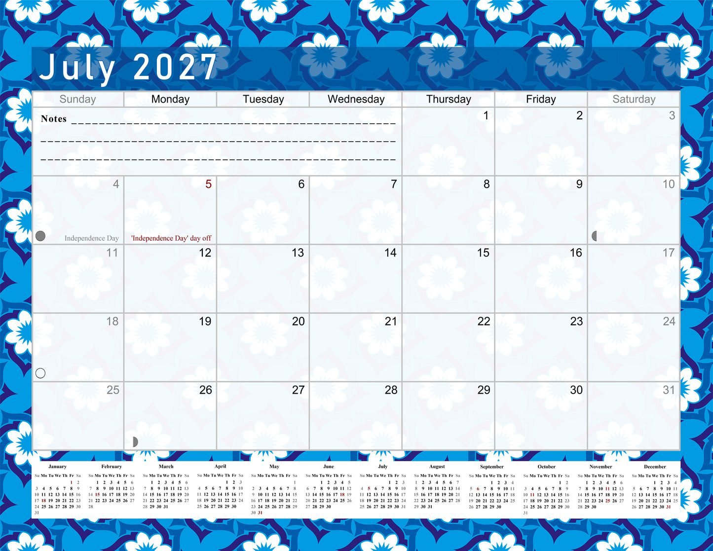 2026-2027 Monthly Spiral-Bound Wall / Desk Calendar - Desktop / Wall Blotter Calendar / Planner - (Edition #17)