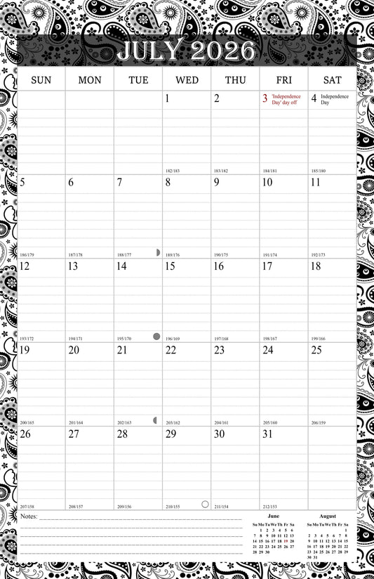2026-2027 Wall Calendar Spiral-bound Twin-Wire Binding - 18 Months 11" x 17" 06